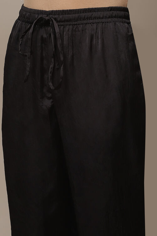 Off White Art Silk Solid Pants image number 5
