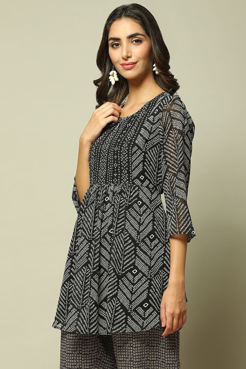 Black Cotton Blend Printed Kurti image number 3