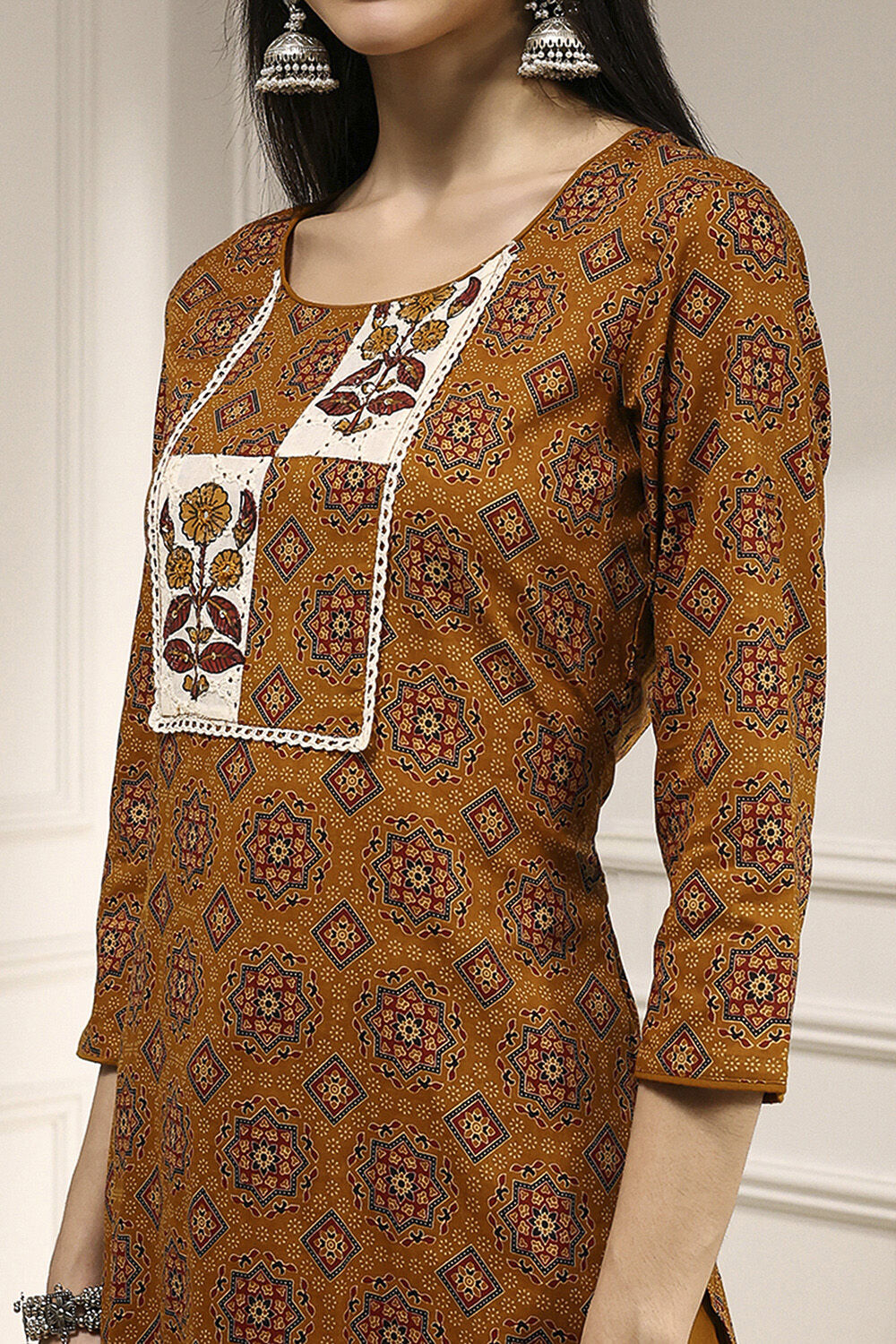 Maroon Cotton Hand Embroidered Unstitched Suit Set image number 2