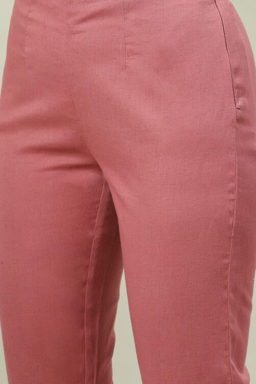 Yellow Solid Asymmetric Kurta Slim Pants Suit Set image number 2