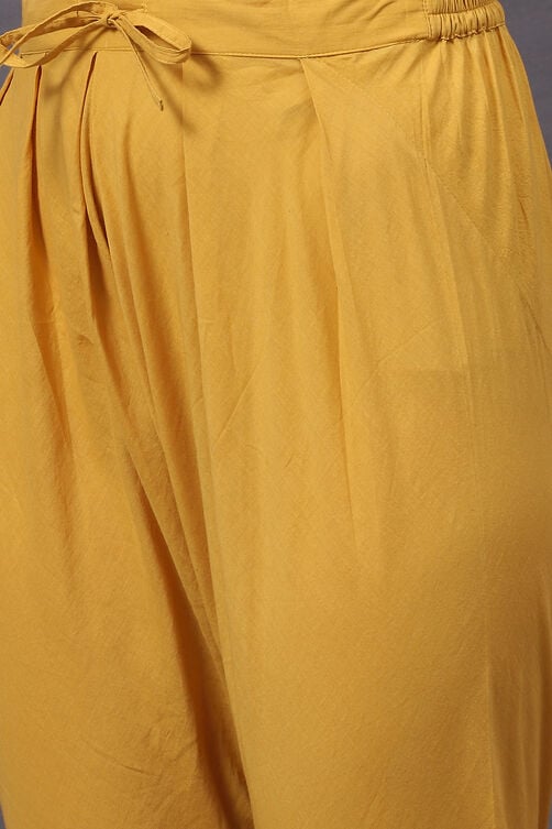 Rohit Bal Yellow Cotton Silk Anarkali Yarndyed Suit Set image number 2