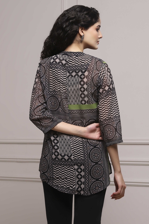 Natural Black Art Silk Straight Kurta image number 3