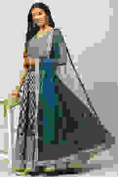 Teal Art Silk Lehenga Set image number 7