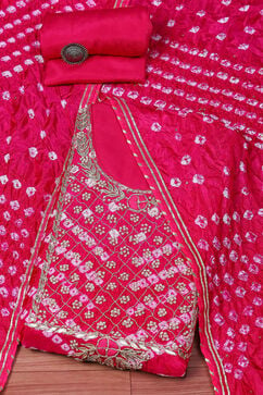 Pink Silk Blend Unstitched Suit set image number 0