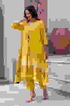 Yellow A-Line Striped Jacket image number 3