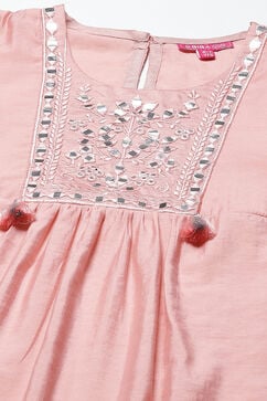 Blush Pink Viscose Straight Straight Kurta Palazzo Suit Set image number 1