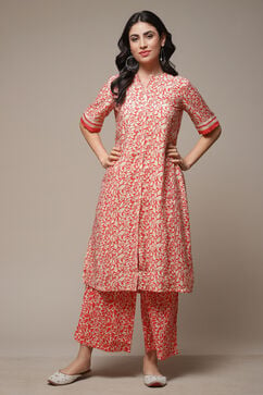 Coral Viscose Straight Printed 2 Piece Set image number 1