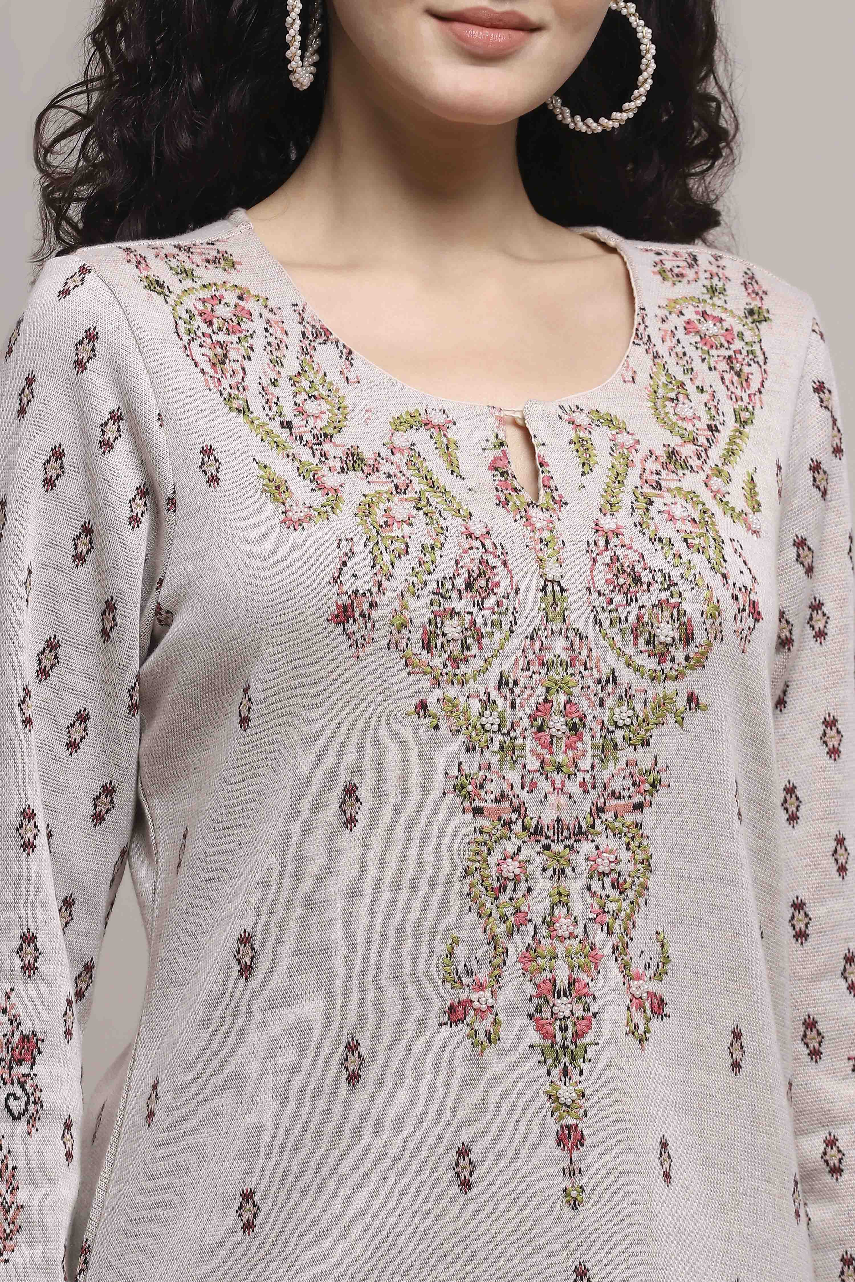 Ivory White Cotton Blend Regular Kurta image number 1