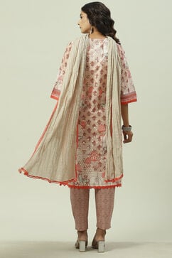Blush Brown Poly Cotton Straight Suit Set image number 4