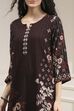 Berry Maroon Printed Straight Kurta image number 1