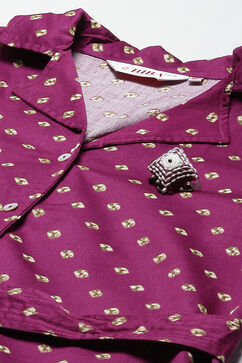 Purple Cotton Straight 2 Piece Set image number 1