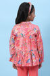 Coral Cotton Flared Printed Top image number 4