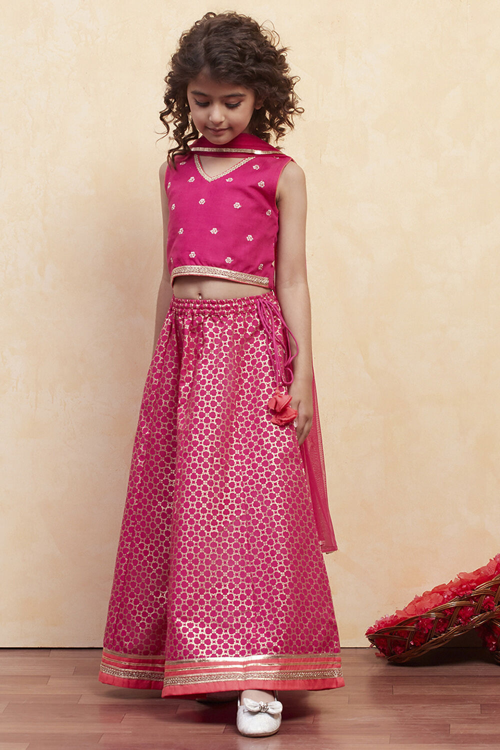 Black Printed Flared Lehenga Set image number 3