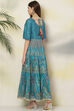 Turquoise Anarkali Art Silk Printed Kurta image number 5