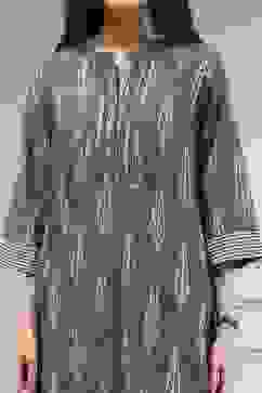 Grey Printed Straight Kurta image number 1