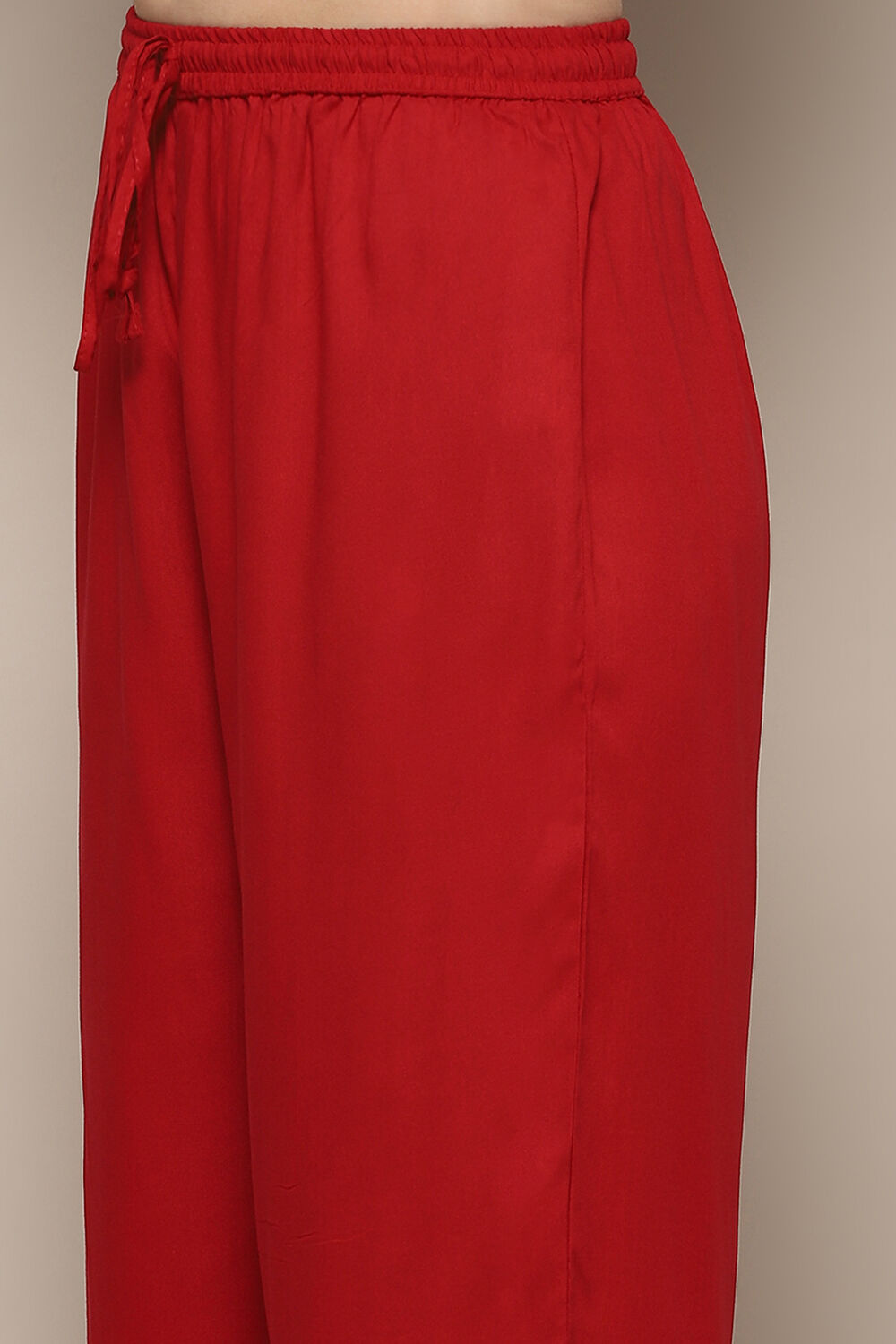 Red Rayon Gathered Suit Set image number 2