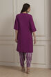 Purple Printed Straight Suit Set image number 4