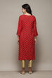 Red Rayon Straight Printed Kurta image number 3