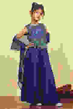 Blue Polyester Printed Short TOP Suit Set image number 5