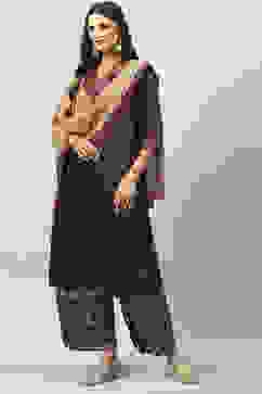 Brown Viscose Straight Kurta Palazzo Suit Set image number 5