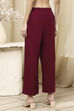 Berry Maroon Solid Straight Palazzos image number 4