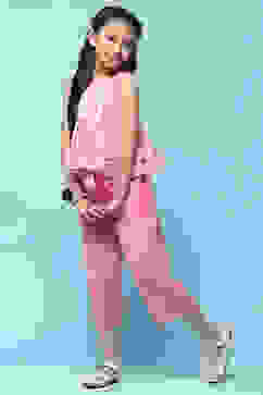 Strappy Pink Embroidered Cotton Top With Pink Solid Pant  image number 3