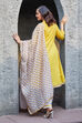 Yellow Cotton Gathered Suit Set image number 4