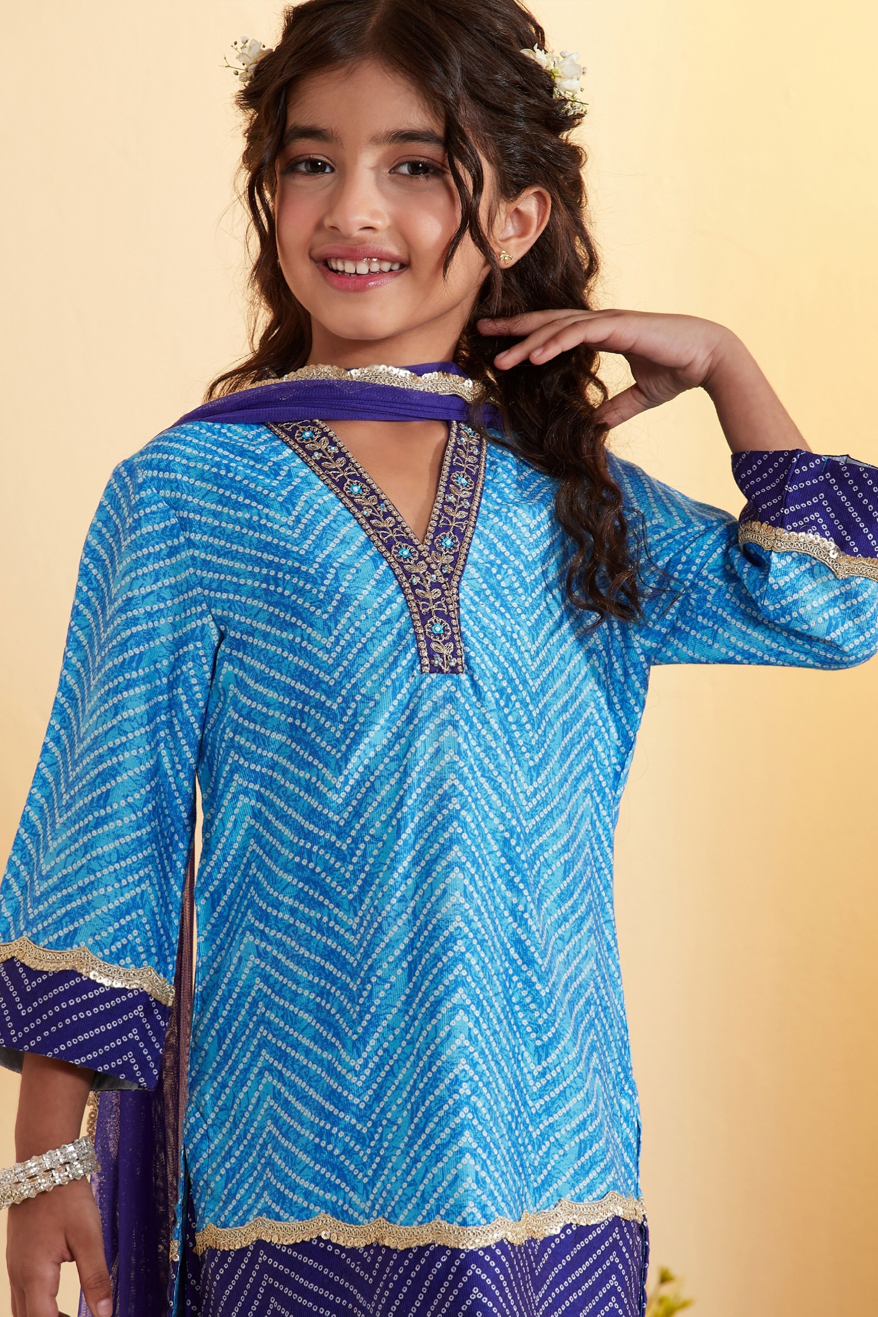 Blue Viscose Rayon Straight Suit Set image number 1