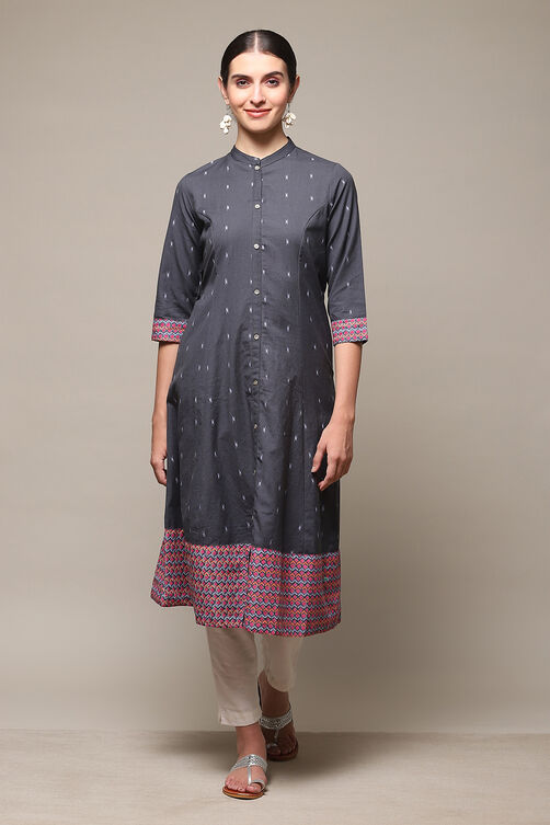 Pink Cotton Blend A-Line Printed Kurta image number 0