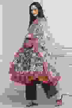 Grey Cotton Printed Anarkali Suit Set image number 3