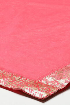 Coral Pink Cotton Blend Lehenga Set image number 3
