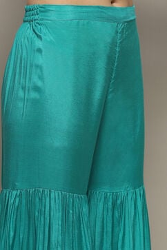 Blue Green Silk Blend Unstitched Suit set image number 3