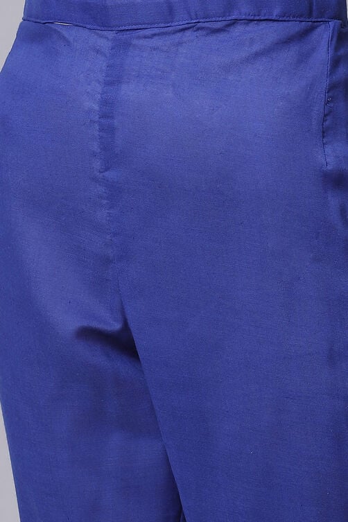 Blue Cotton Unstitched Dress Material Suit Set image number 7