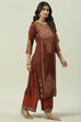 Blue Rayon Straight Printed Kurta image number 3