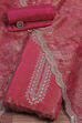 Pink Tissue Hand Embroidered Unstitched Suit Set image number 0