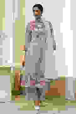 Turquoise Cotton Floral Printed Straight Suit Set image number 6