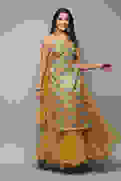 Yellow Poly Viscose Straight Kurta Skirt Suit Set image number 6