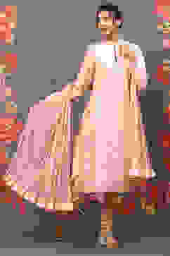 Rohit Bal Peach Cotton Blend Straight Kurta Suit Set image number 6