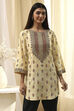 Beige Printed Straight Short Kurta image number 5