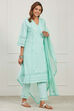 Blue Cotton Straight Suit Set image number 6