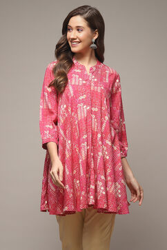Pink Rayon Printed Kurti image number 1