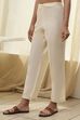Cream-Colored Cotton Solid Regular Pants image number 2