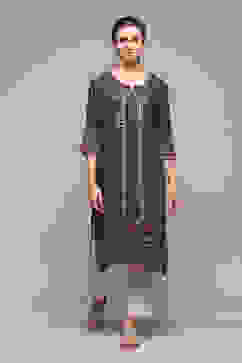 Navy LIVA Straight Printed Kurta image number 5