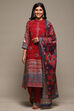 Red & Indigo Rayon Straight Kurta Palazzo Suit Set image number 7