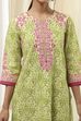 Green Cotton Printed Straight Kurta image number 1