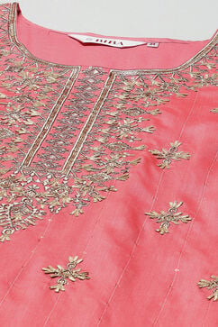 Power Pink Cotton Blend Straight Kurta Salwar Suit Set image number 1