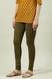 Camel Cotton Blend Solid Churidar image number 2