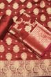 Red Chanderi Silk Printed Unstitched Suit Set image number 0