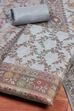 Grey Cotton Printed Embroidered Unstitched Suit Set image number 1
