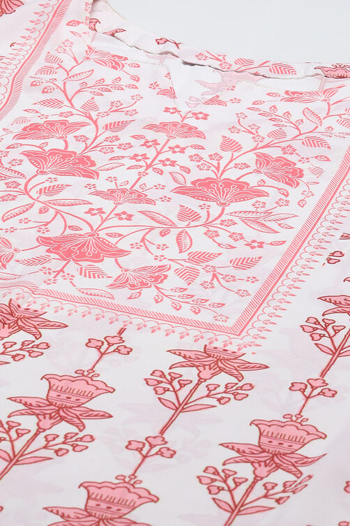 Peach Silk Blend Digital Print Unstitched Suit Set image number 2